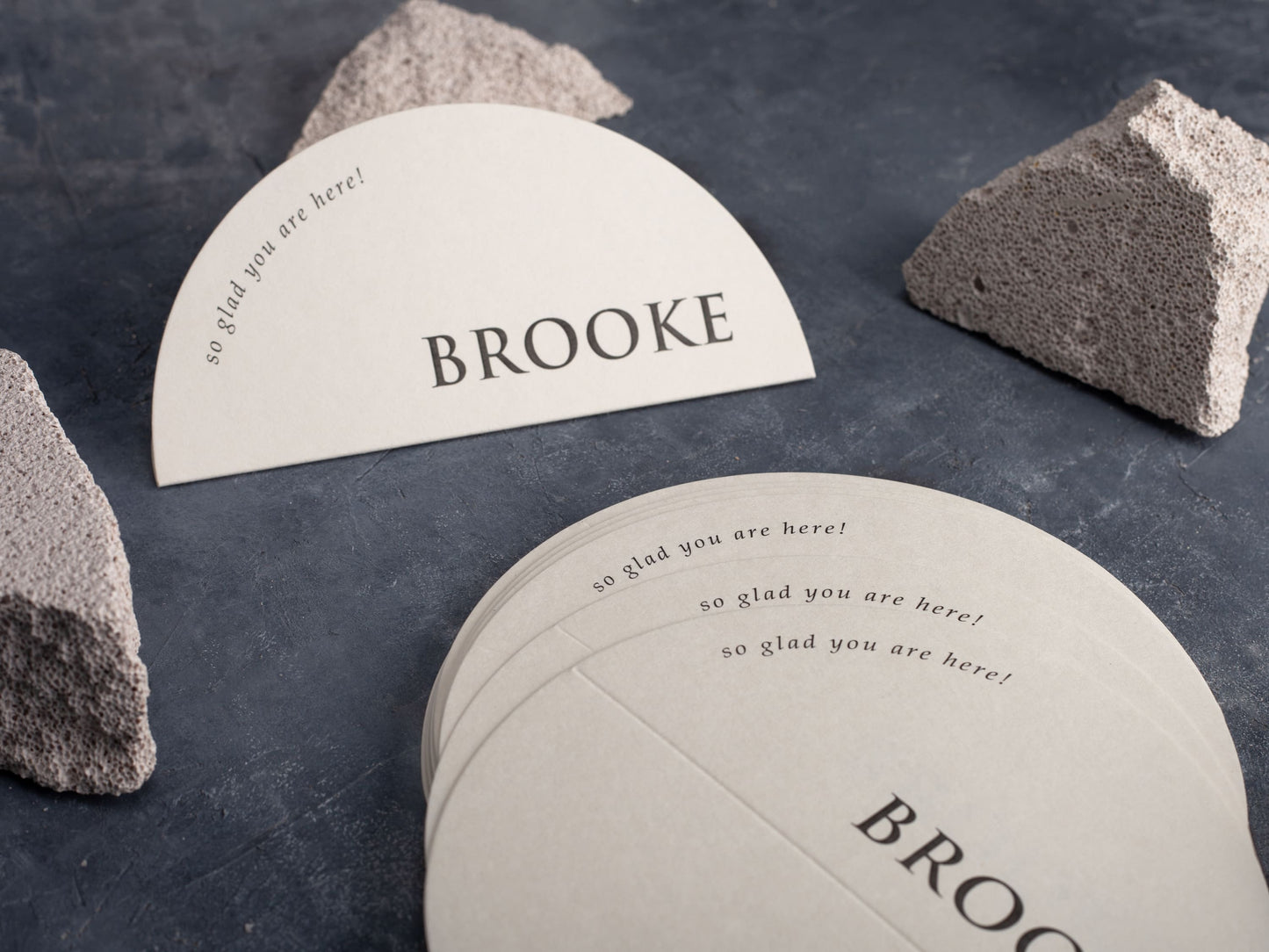 Simple and Chic Half Circle Place Cards for Weddings - LA Invitations Co