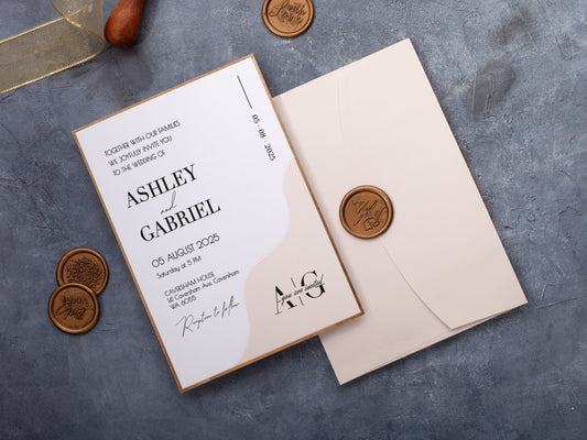 Chic Pink and Gold Frame Wedding Invitation - LA Invitations Co