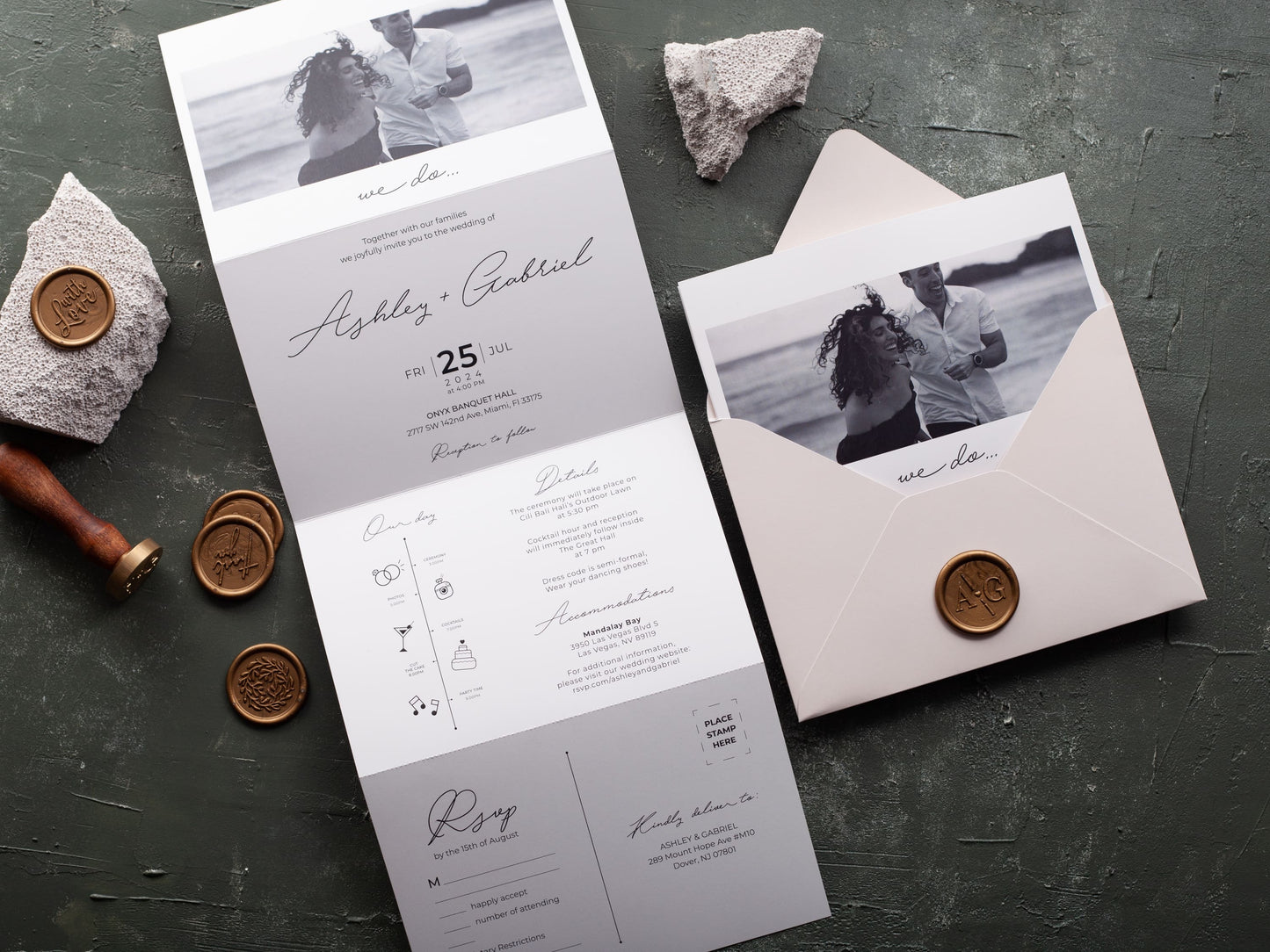 Personalized Trifold Wedding Invitation Featuring Your Photo
