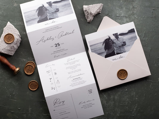 Personalized Trifold Wedding Invitation Featuring Your Photo - LA Invitations Co
