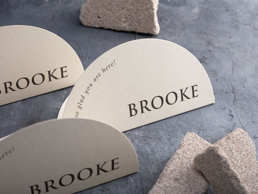 Simple and Chic Half Circle Place Cards for Weddings - LA Invitations Co