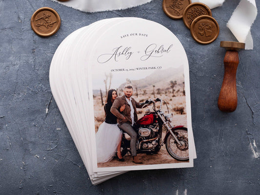 Arch Save the Date Card with Photo - LA Invitations Co
