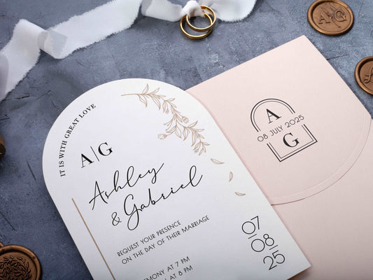 Elegant Arch-Shaped Wedding Invite in Minimal Design - LA Invitations Co