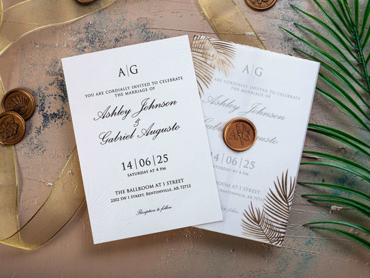 Simple Wedding Card with Soft and Stylish Vellum Cover - LA Invitations Co