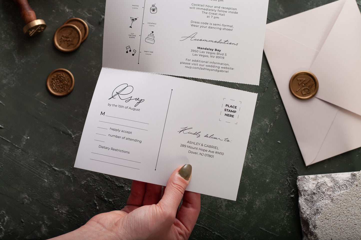 Personalized Trifold Wedding Invitation Featuring Your Photo
