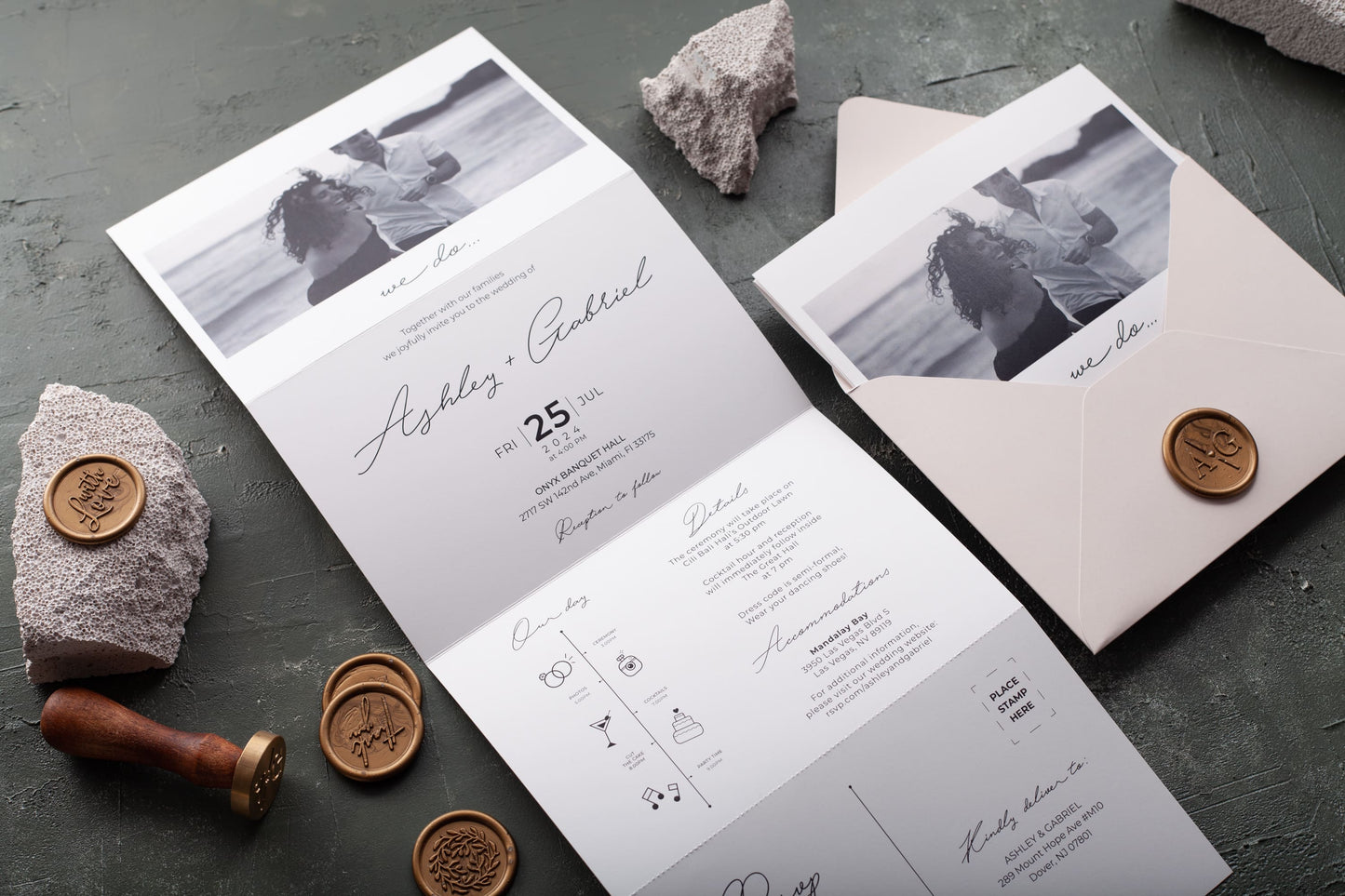 Personalized Trifold Wedding Invitation Featuring Your Photo