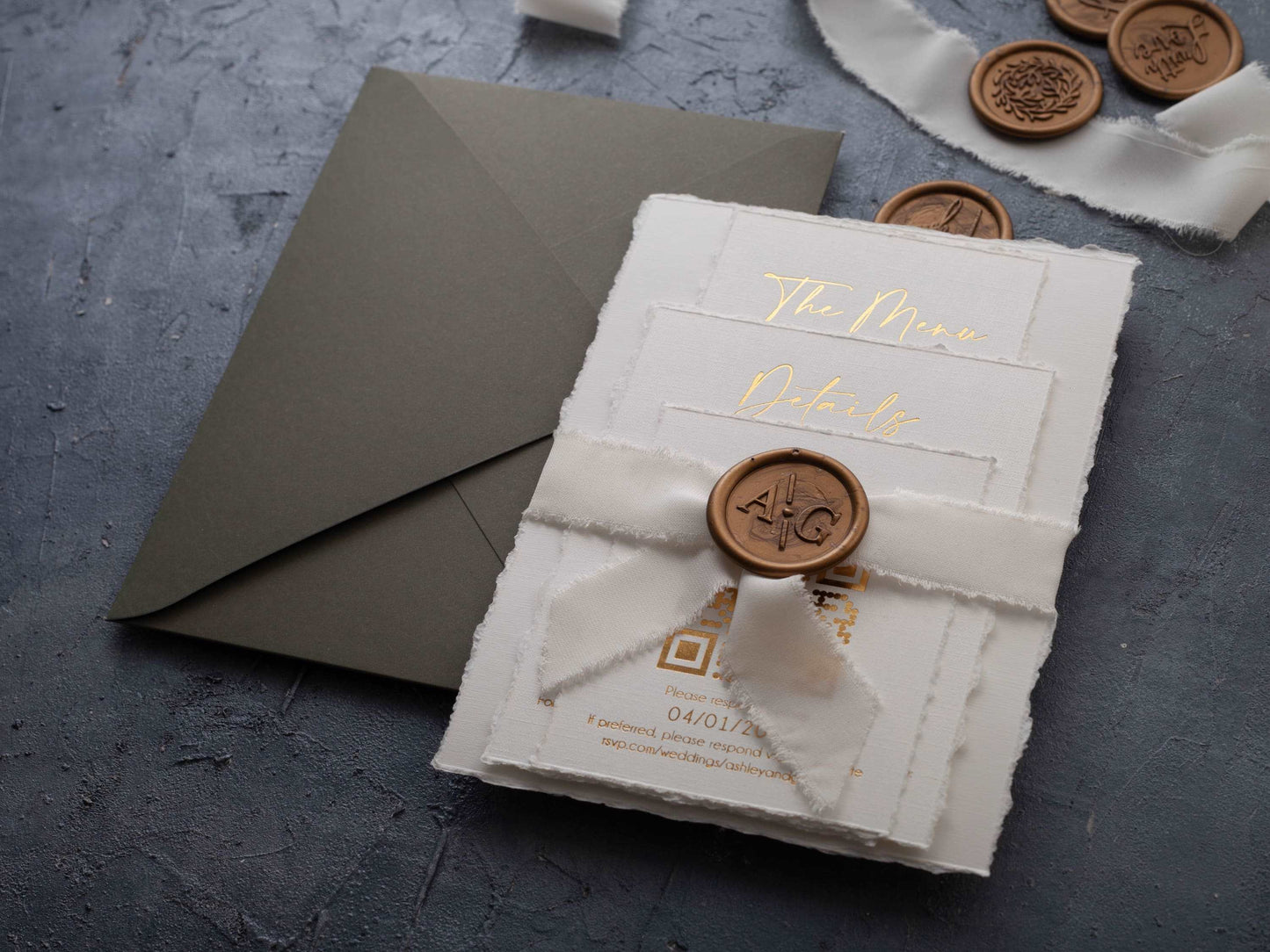 Elegant Deckled Edge Invite Featuring Gold Foil Accents